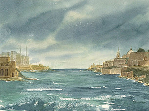 Sturm im großen Hafen (38 x 29 cm)