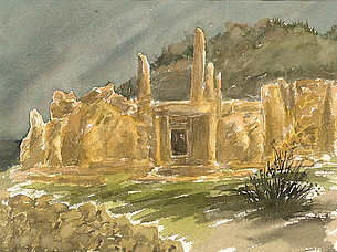 Tempel am Meer (38 x 29 cm)