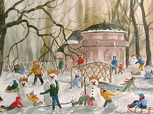 Im Kronprinzengarten Schloßpark Nymphenburg (50 x 70 cm, Aquarell)