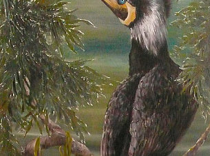 Kormoran am Weßlinger See (60 x 80 cm, Acryl auf Leinwand)
