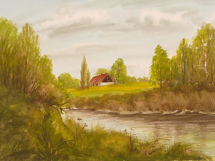 An der Ammer bei Raisting (38 x 29 cm, Aquarell)