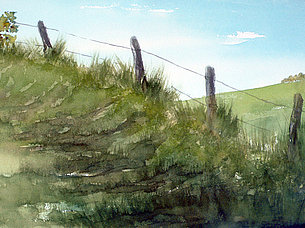Koppelzaun bei Delling (32 x 24 cm, Aquarell)