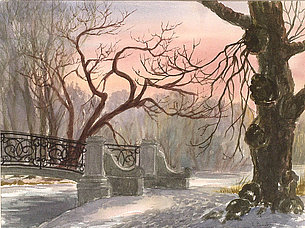 Winter im Schlosspark (38 x 29 cm) - verkauft!