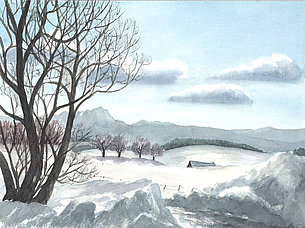 Wintertag in Münsing (38 x 29 cm) - verkauft !